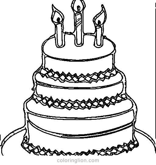 A birthday cake with candles Coloring Page