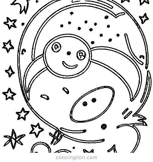 An astronaut on the moon Coloring Page