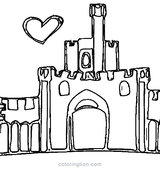 A castle with a heart gate Coloring Page