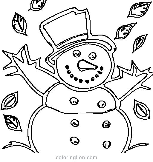 A happy snowman Coloring Page
