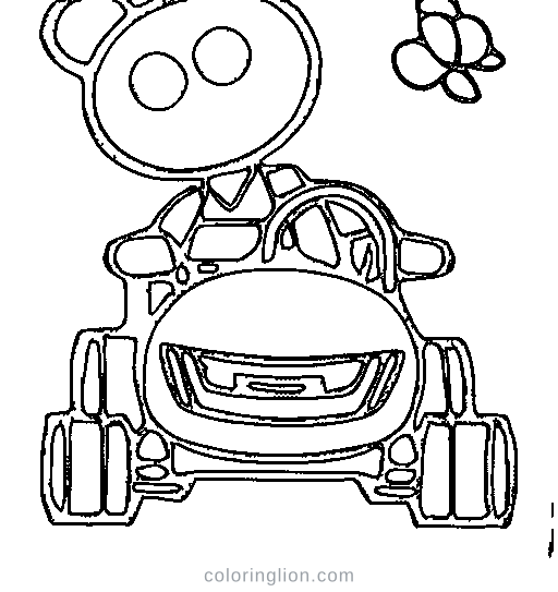 A go-kart with a smiling driver Coloring Page