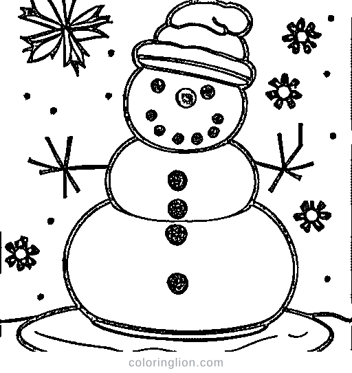 A snowman in winter Coloring Page