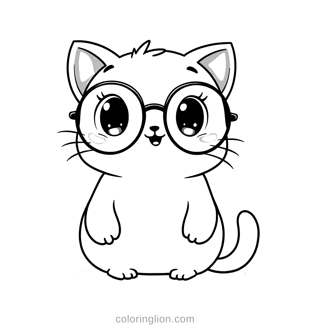 Cat Glasses Coloring Page