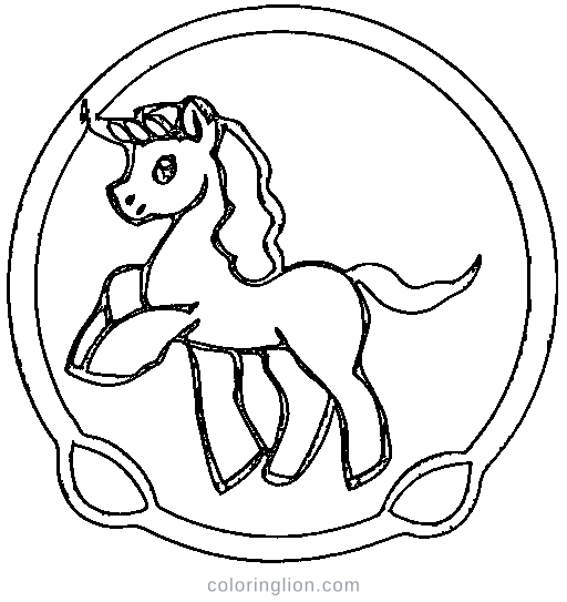 Baby unicorn with a flowing mane Coloring Page