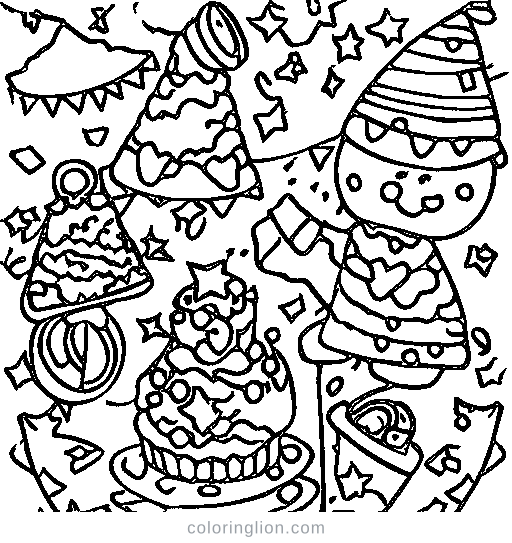 A party popper with confetti Coloring Page