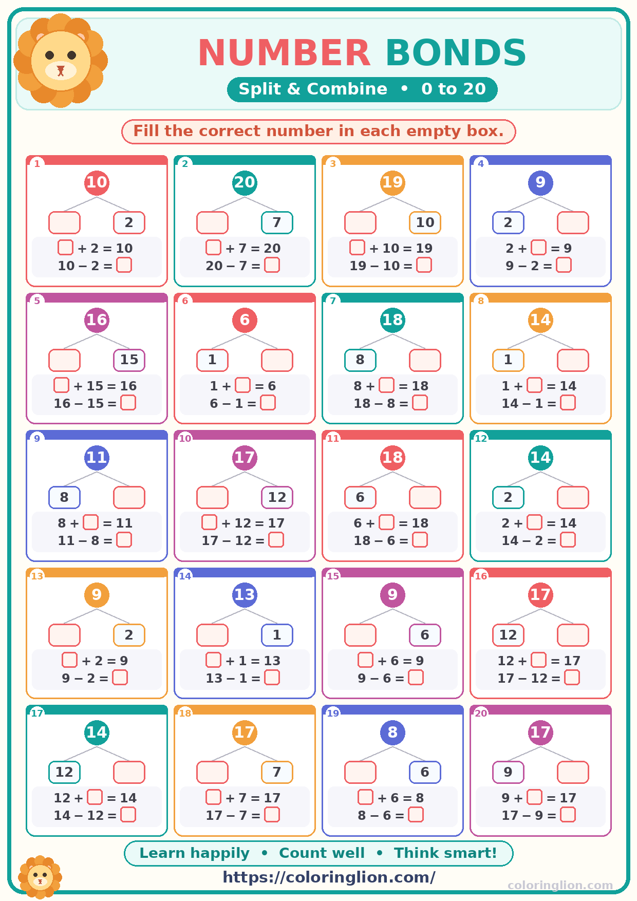 Number Bonds to 20 19
