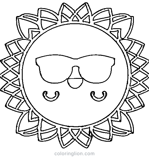 A pineapple with sunglasses Coloring Page