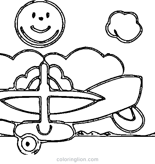 A jet plane with a smile Coloring Page