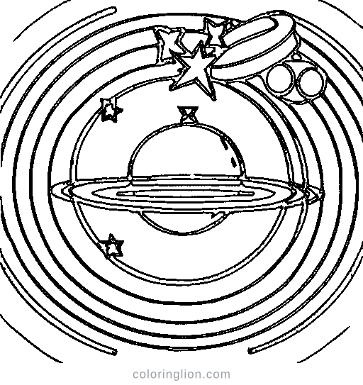 The planet Saturn with rings Coloring Page