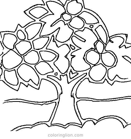 A tree in spring with blossoms Coloring Page