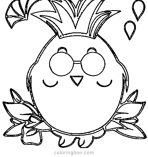 A pineapple with sunglasses Coloring Page