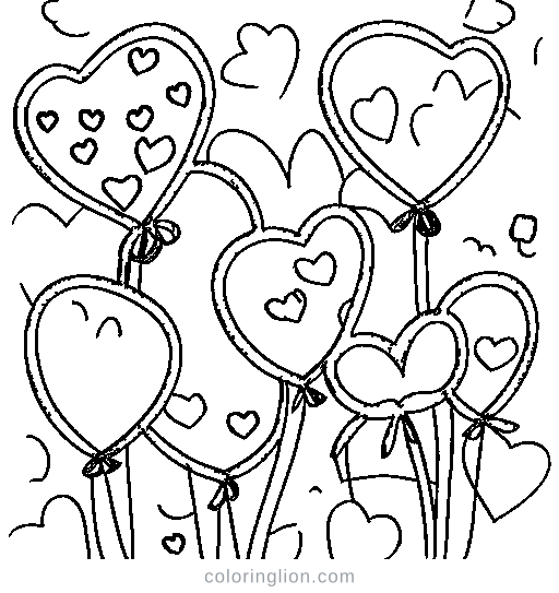 Party hats and balloons Coloring Page