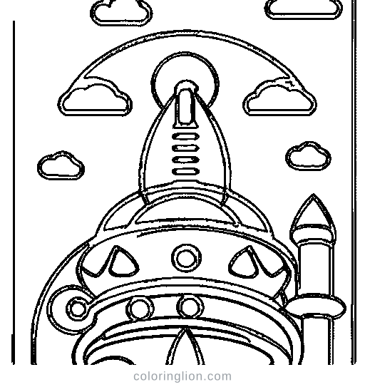 A flying saucer rocket Coloring Page