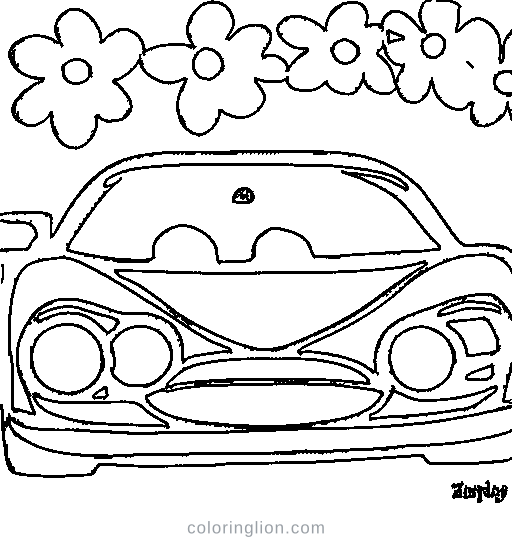 A tiny racing car zooming fast Coloring Page