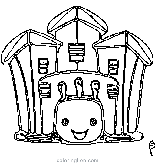 A small castle with flags Coloring Page