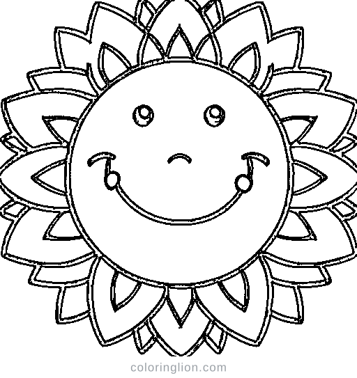 A smiling sunflower Coloring Page