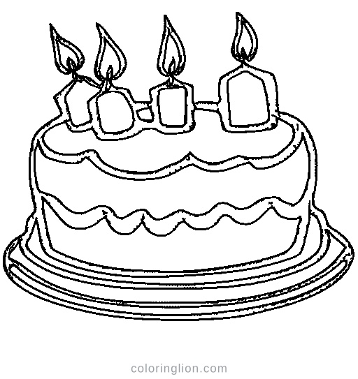 A birthday cake with candles Coloring Page