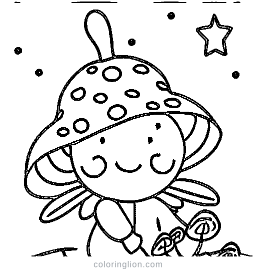 A fairy sitting on a mushroom Coloring Page