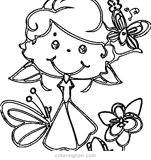 Little fairy with butterfly wings and a wand Coloring Page