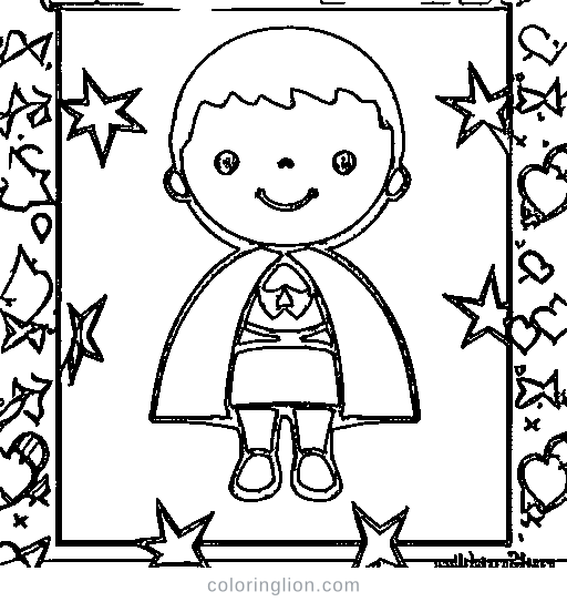 Superhero with a cape flying Coloring Page