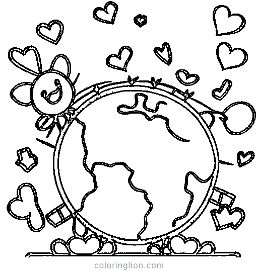 A smiling planet Earth Coloring Page