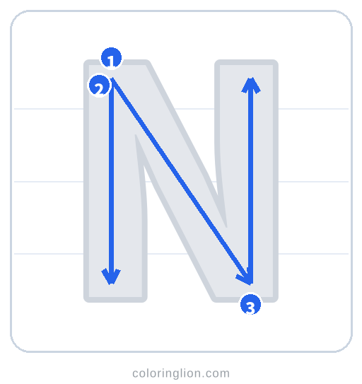 Trace Letter N