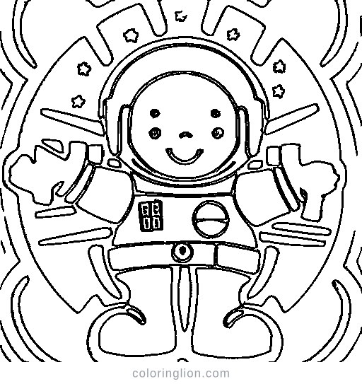 An astronaut waving Coloring Page