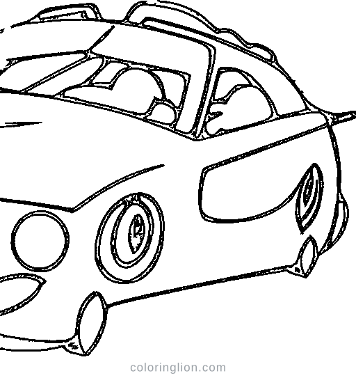 Cartoon race car with a number Coloring Page