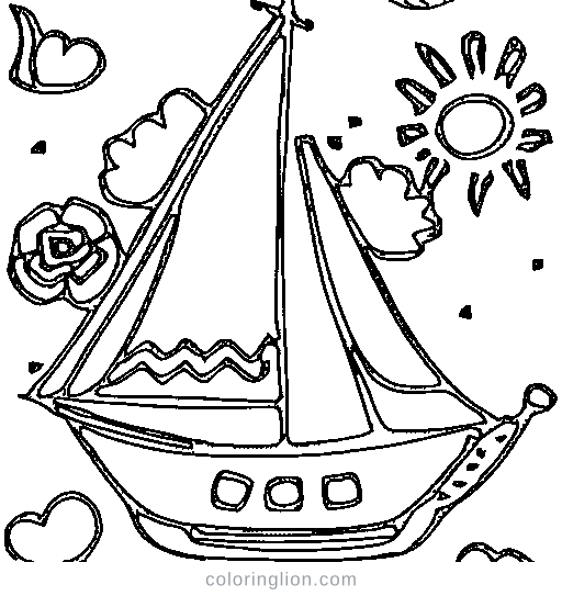 Little sailboat with a smile Coloring Page