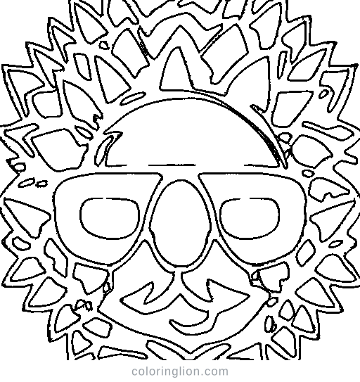 A pineapple with sunglasses Coloring Page