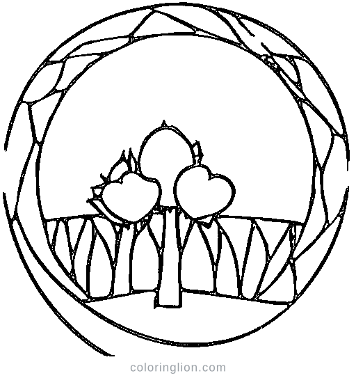 A tree with falling leaves in autumn Coloring Page