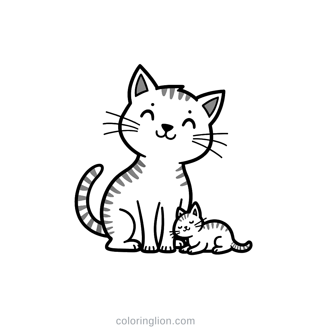 고양이 가족 색칠 도안