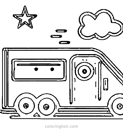 A fire truck with a ladder Coloring Page