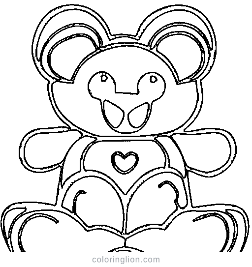 Teddy with Heart Coloring Page