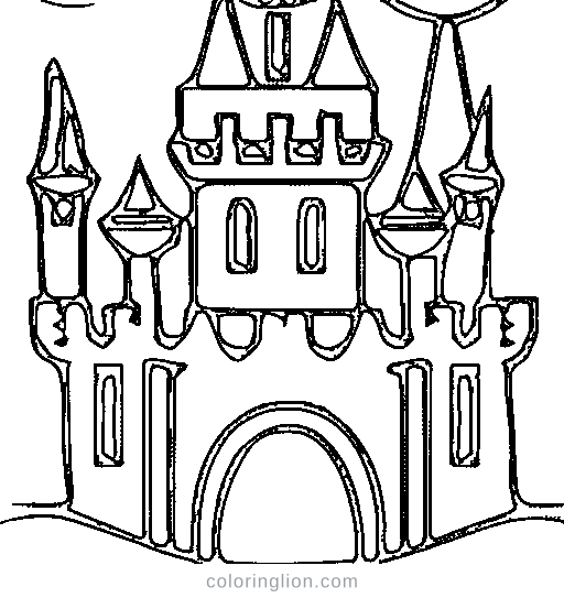 A small castle with flags Coloring Page