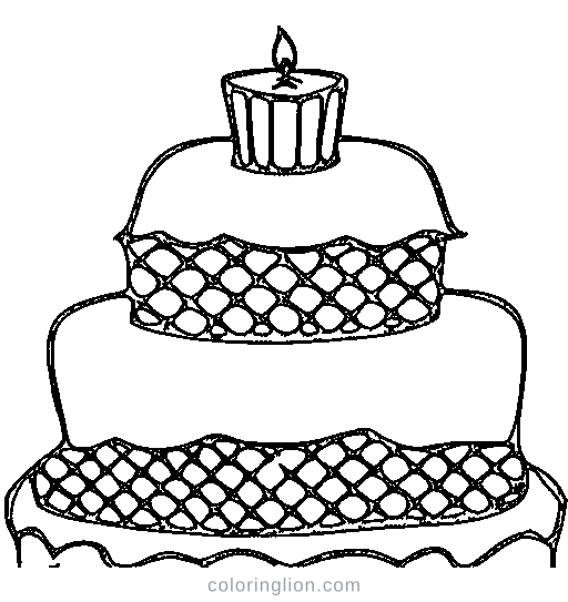 A birthday cake with candles Coloring Page