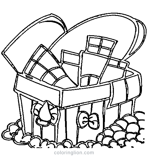 Gift and Balloons Coloring Page