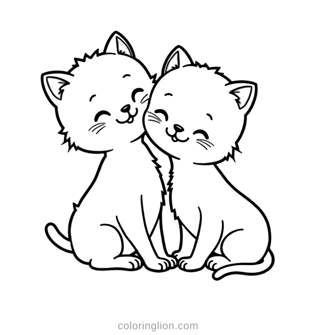 아기 고양이 두 마리 색칠 도안