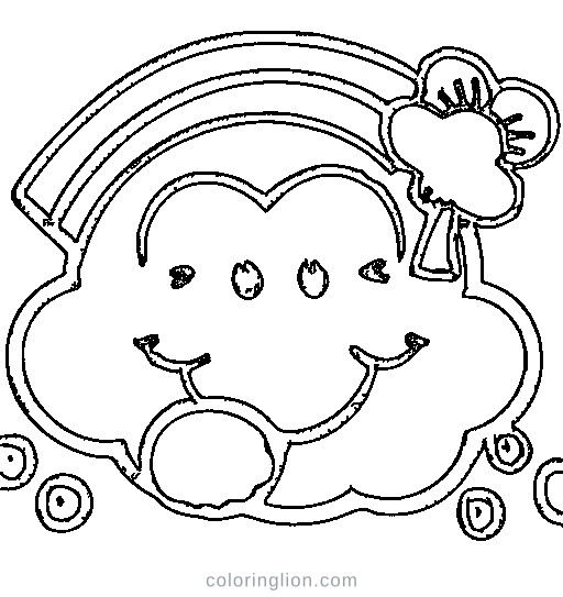 A big rainbow with clouds Coloring Page