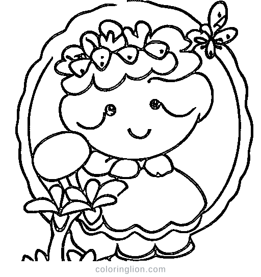 A fairy sitting on a mushroom Coloring Page