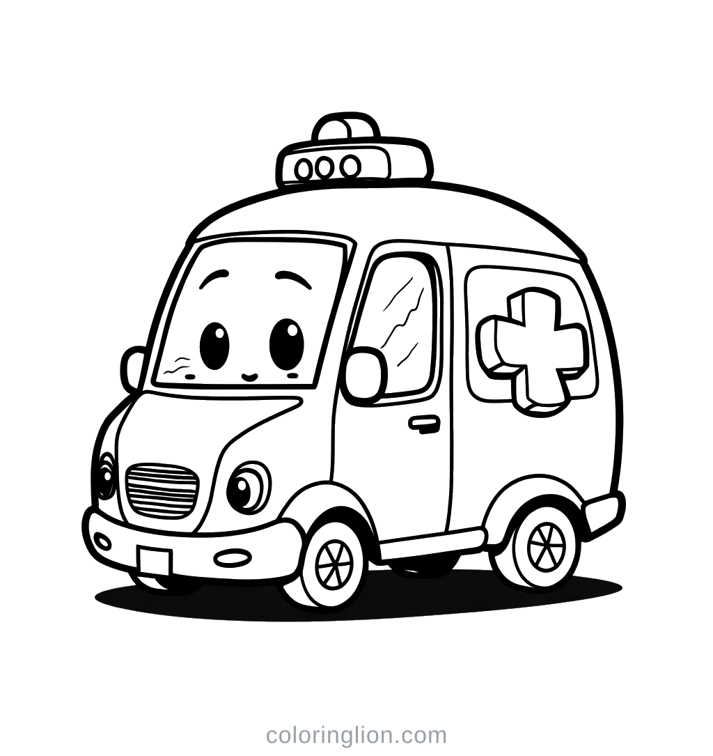 Ambulance Coloring Page