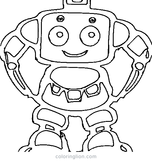 A friendly boxy robot Coloring Page