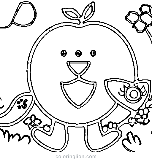 A smiling apple Coloring Page