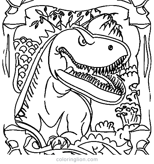 Friendly T-Rex Coloring Page