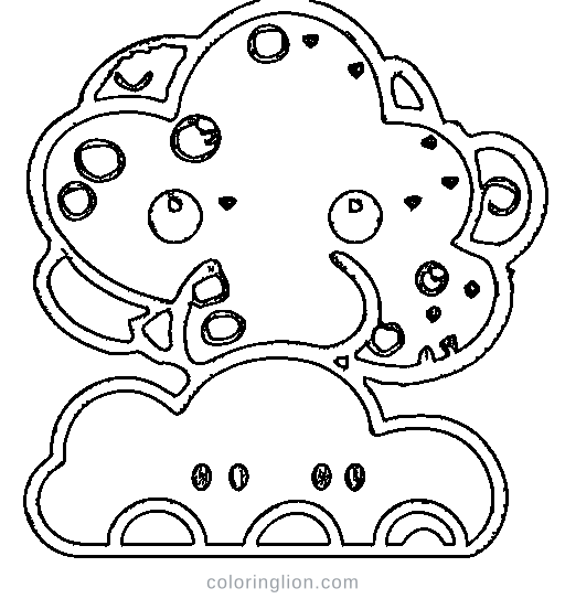 A cloud with raindrops Coloring Page