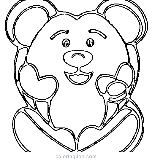 A teddy bear holding a heart Coloring Page