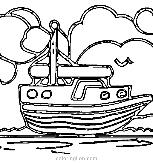 A chubby tugboat Coloring Page