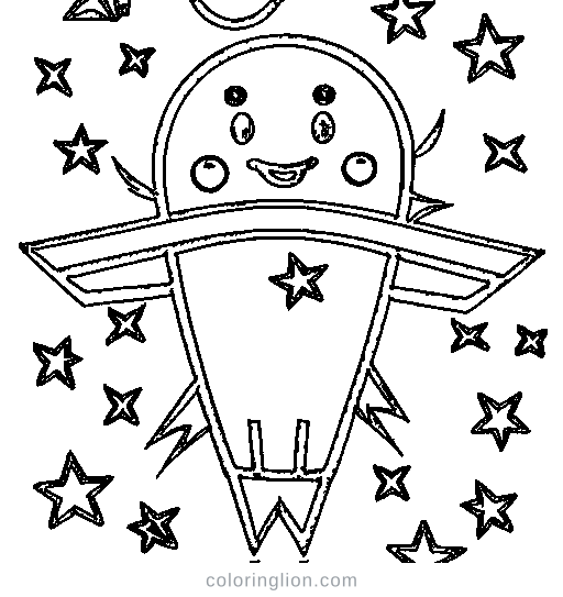 Rocket blasting off Coloring Page