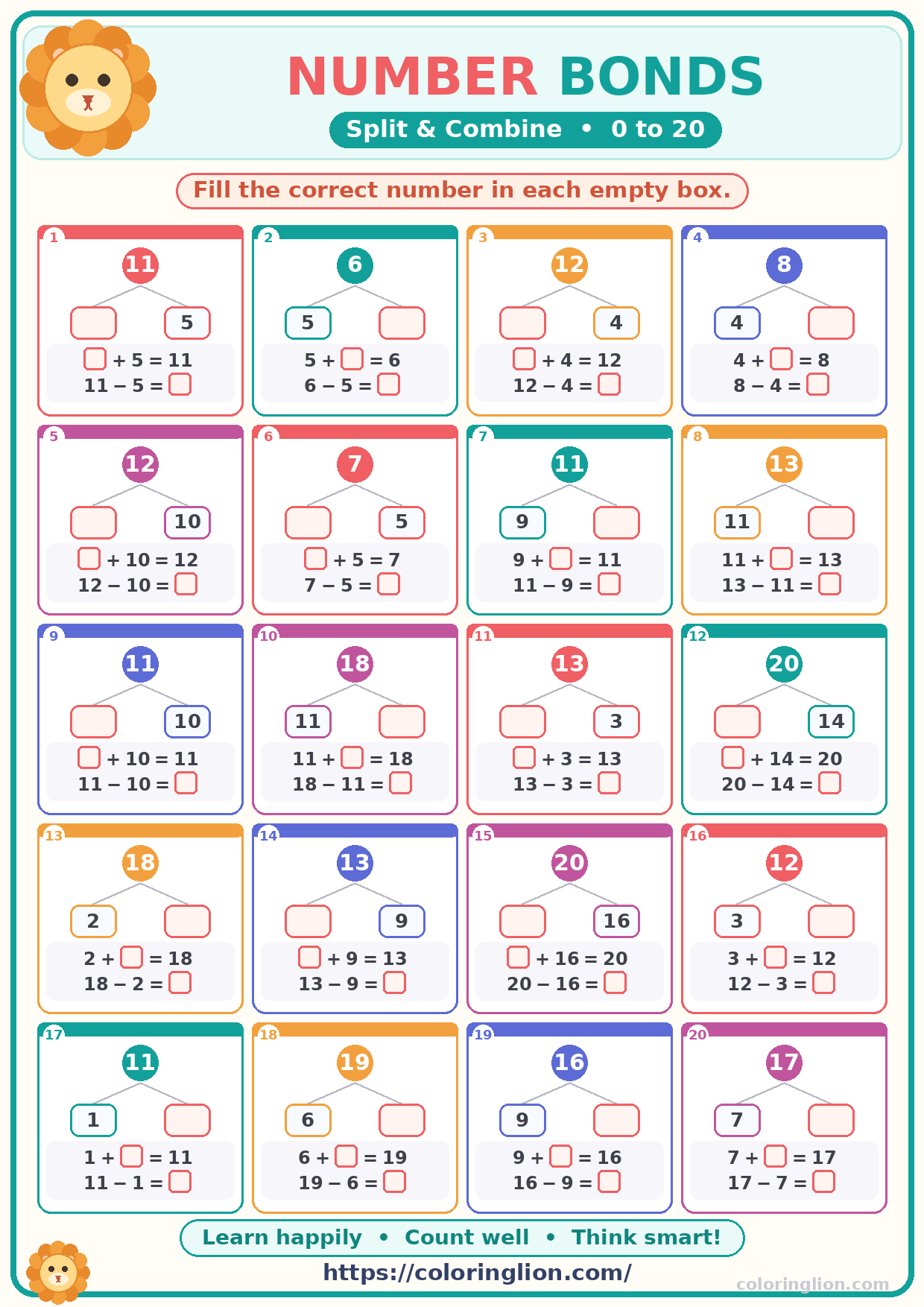 Math · Number Bonds to 20