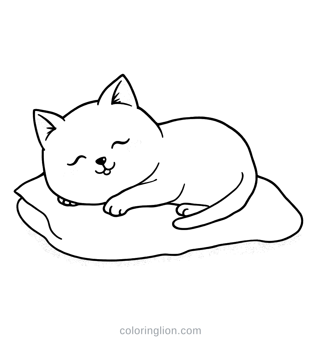 Cat Pillow Coloring Page